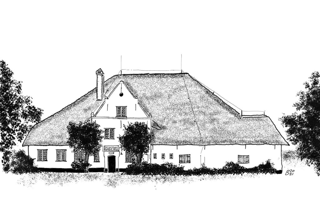 Zeichnung Roter Haubarg, Witzwort