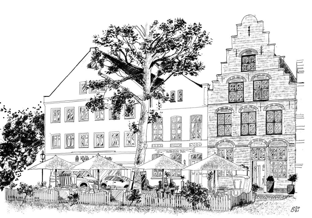 Zeichnung Holländische Stube, Friedrichstadt