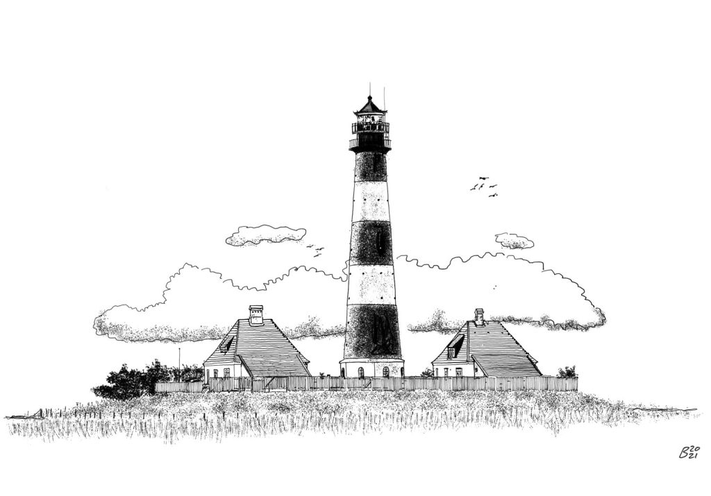 Zeichnung Leuchtturm Westerheversand