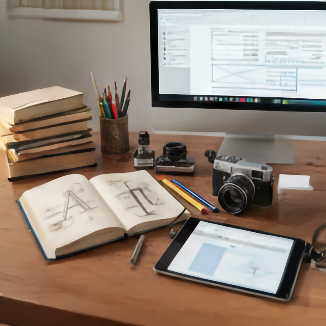 Schreibtisch-Skizzen-Fotoapparat